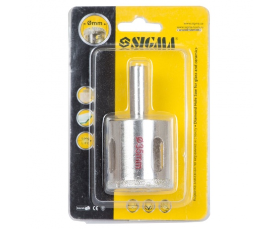 Фото 3 - Коронки алмазные по керамике и стеклу Ø35мм SIGMA (1541351)
