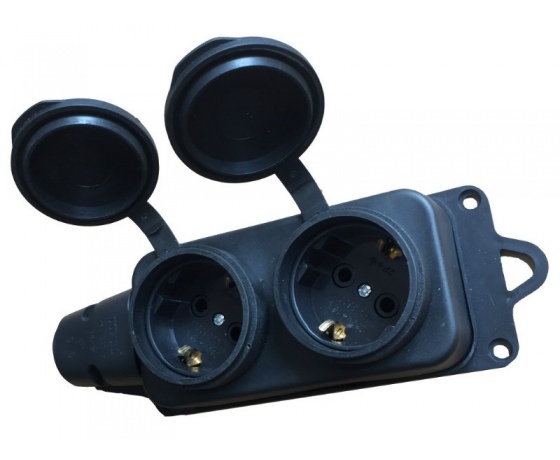 Фото 3 - Колодка каучуковая Luxel 2 розетки с заземлением (1132)