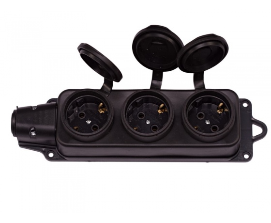 Фото 3 - Колодка каучуковая Luxel 3 розетки с заземлением (1133)