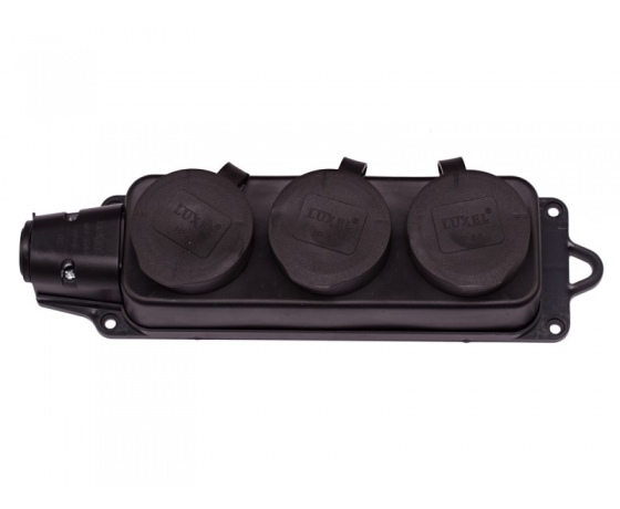 Фото 2 - Колодка каучуковая Luxel 3 розетки с заземлением (1133)