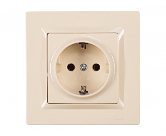 Фото 2 - Розетка с заземлением Luxel JAZZ (9304) кремовая