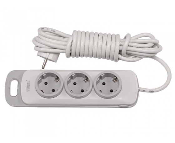 Фото 2 - Сетевой удлинитель Luxel Nota 3 розетки 5М с заземлением (4135)