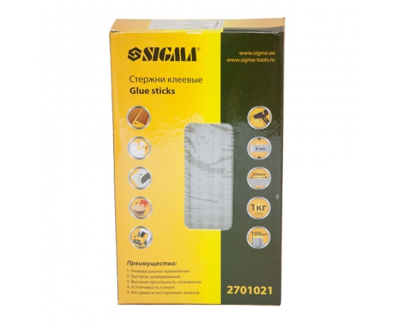 Фото 2 - Стержни клеевые Ø8×200мм 100шт 1кг (прозрачные) SIGMA (2701021)