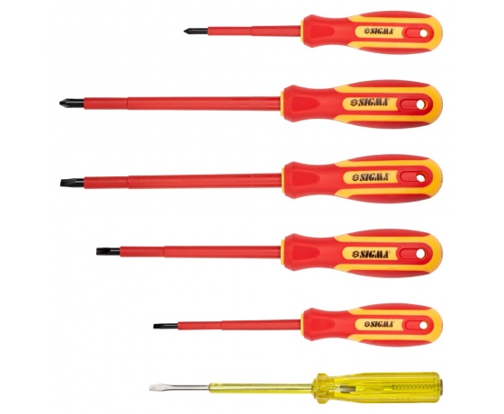 Фото 2 - Набор отверток диэлектрических 5шт + отвертка-индикатор 250В CrV SIGMA (4001071)