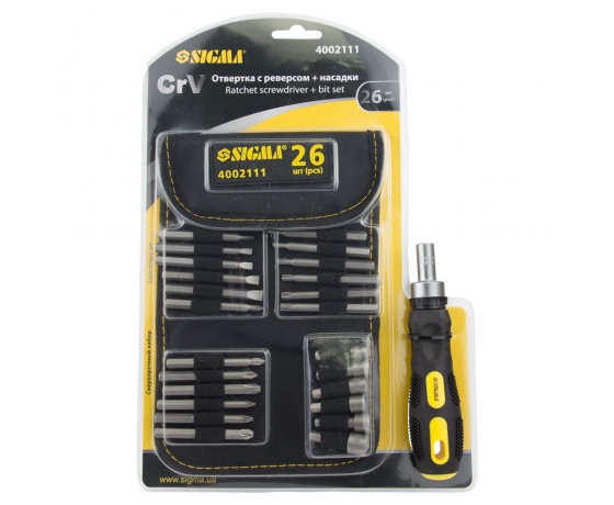 Фото 3 - Отвертка + биты 18шт + насадки торцевые 6шт CrV SIGMA (4002111)