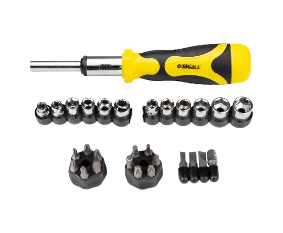 Фото 3 - Отвертка с реверсом + насадки торцевые 1/4” 27шт CrV SIGMA (4002121)