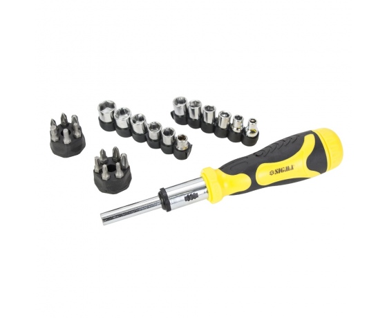 Фото 2 - Отвертка с реверсом + насадки торцевые 1/4” 27шт CrV SIGMA (4002121)