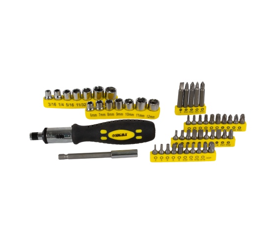 Фото 3 - Отвертка + насадки торцевые и биты 51шт CrV SIGMA (4002131)