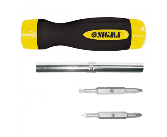 Фото 2 - Отвертка + удлинитель + биты SIGMA 4шт CrV (4002041)