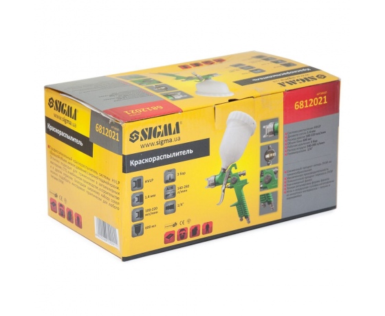 Фото 9 - Краскораспылитель HVLP Ø1.4 с в/б  (зеленый) SIGMA (6812021)