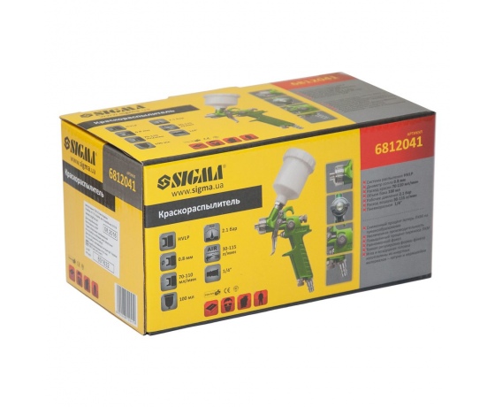 Фото 9 - Краскораспылитель HVLP-mini  Ø0.8 (зел) в/б (пласт) SIGMA (6812041)
