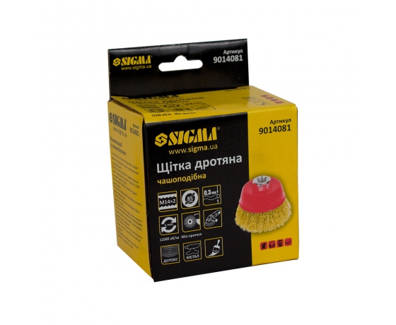 Фото 3 - Щетка проволочная чашеобразная Ø85мм М14×2мм (латунированная) SIGMA (9014081)