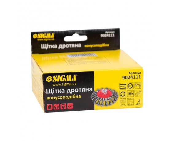 Фото 3 - Щетка проволочная конусообразная Ø115мм М14×2мм (стальная витая) SIGMA (9024111)