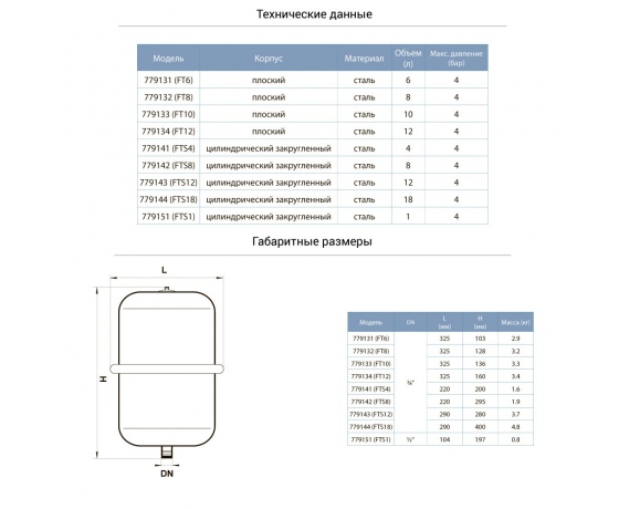 Фото 3 - Бак для системы отопления плоский 12л Ø325 AQUATICA (779134)
