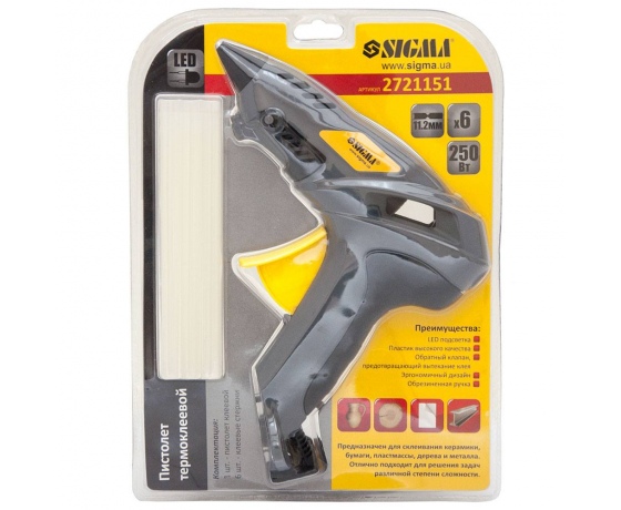 Фото 8 - Пистолет термоклеевой Ø11.2мм 250Вт SIGMA (2721151)