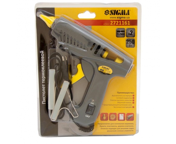 Фото 9 - Пистолет термоклеевой с выключателем Ø11.2мм 250Вт SIGMA (2721161)