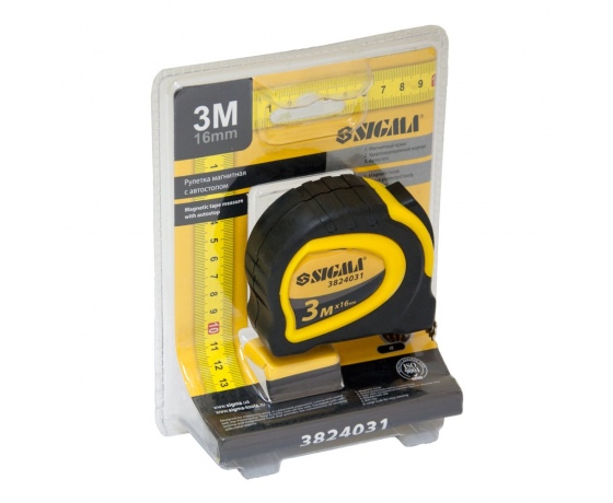 Фото 5 - Рулетка магнитная обрезиненная с автостопом 3м×16мм SIGMA (3824031)