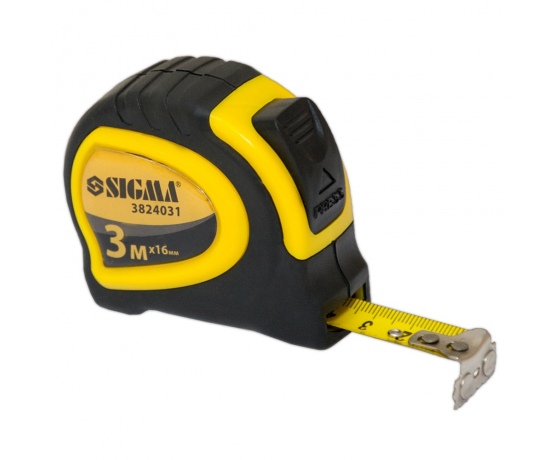 Фото 2 - Рулетка магнитная обрезиненная с автостопом 3м×16мм SIGMA (3824031)