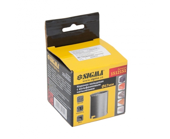 Фото 3 - Коронка кольцевая с вольфрамовым напылением 67мм SIGMA (1512151)