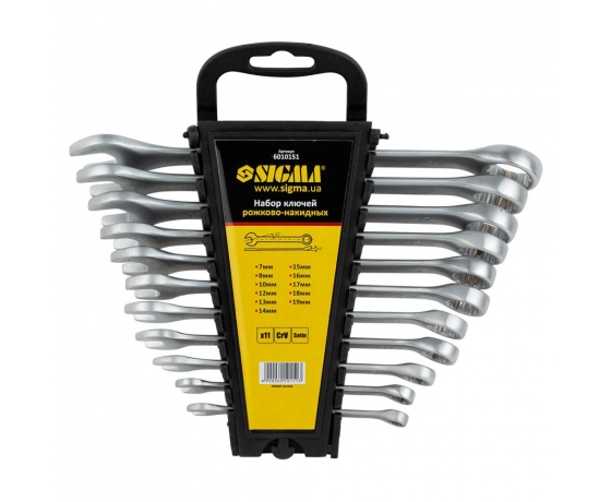 Фото 2 - Ключи рожково-накидные 11шт 7-19мм CrV satine SIGMA (6010151)