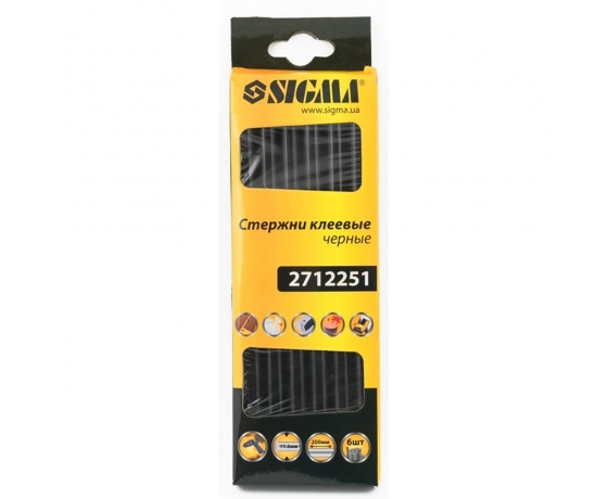 Фото 2 - Стержни клеевые Ø11.2×200мм 6шт (черные) SIGMA (2712251)