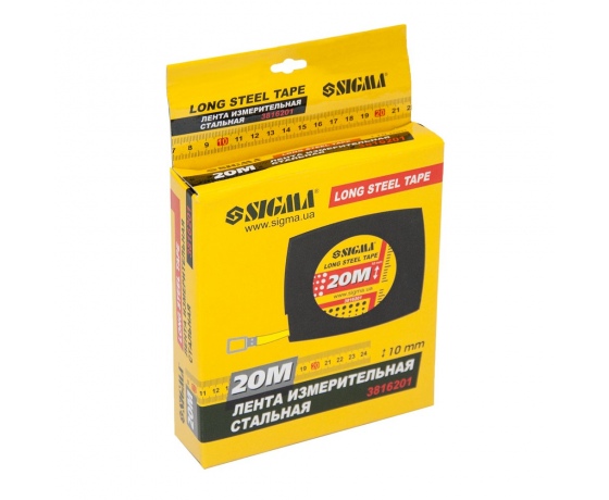 Фото 5 - Рулетка стальная лента 20м×10мм (черная) SIGMA (3816201)