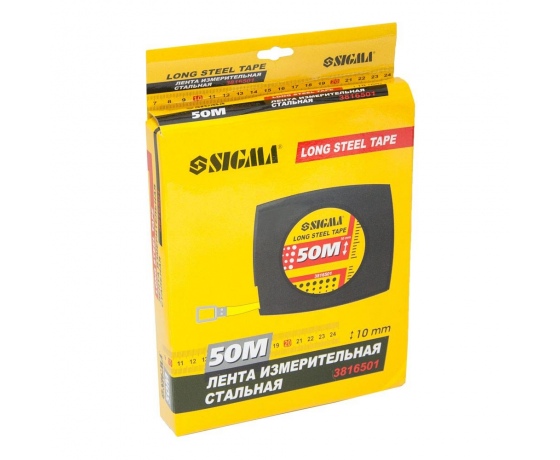 Фото 5 - Рулетка стальная лента 50м×10мм (черная) SIGMA (3816501)