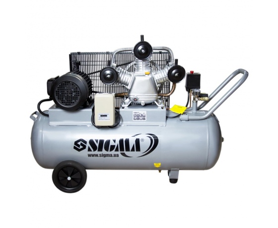 Фото 2 - Компрессор ременной трехцилиндровый 380В 3кВт 610л/мин 10бар 135л SIGMA (7044711)