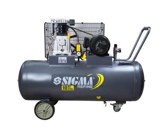 Фото 2 - Компрессор ременной двухцилиндровый 380В 3кВт 550л/мин 10бар 150л SIGMA REFINE (7044231)