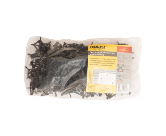 Фото 3 - Крестик дистанционный (многоразовый) для плитки 1.5мм 100шт SIGMA (8241211)