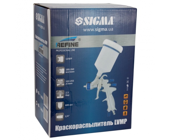 Фото 9 - Краскораспылитель LVMP Ø1.7мм 142-255л/мин 2.5бар в/б 600мл (пласт) REFINE (6814261)