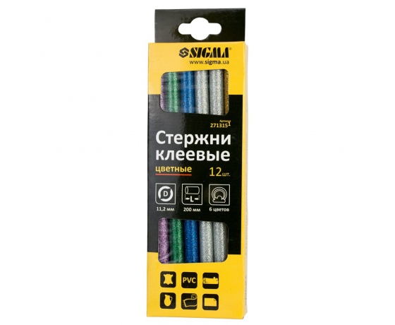 Фото 3 - Набор стержней клеевых Ø11.2×200мм 12шт 0.24кг (цветные) SIGMA (2713151)