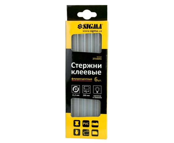 Фото 3 - Стержни клеевые Ø11.2×200мм 6шт (флуоресцентные) SIGMA (2714251)