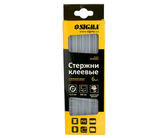 Фото 3 - Стержни клеевые Ø11.2×200мм 6шт (запах розы) SIGMA (2715351)