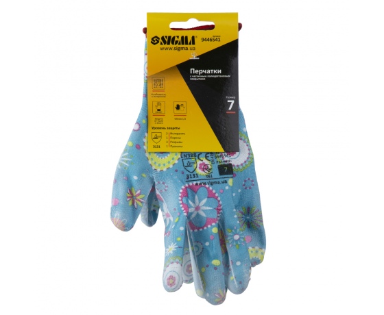 Фото 7 - Перчатки трикотажные с частичным ПУ покрытием р7 (синие манжет) SIGMA (9446541)