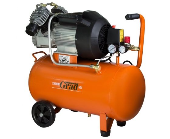 Фото 4 - Компрессор V 2.5кВт 435л/мин 8бар 50л (2 крана) GRAD (7043945)