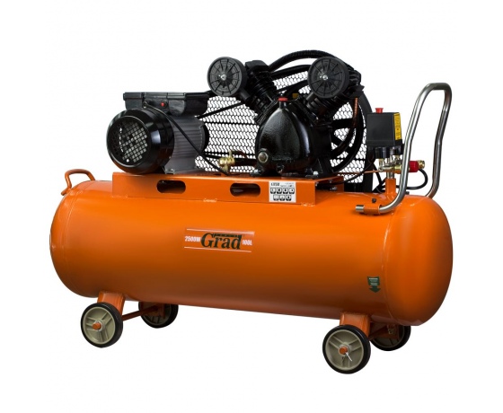 Фото 3 - Компрессор ременной V 2.5кВт 378л/мин 8бар 100л (2 крана) GRAD (7044185)