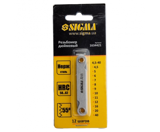 Фото 4 - Резьбомер дюймовый 12 шагов SIGMA (1634421)