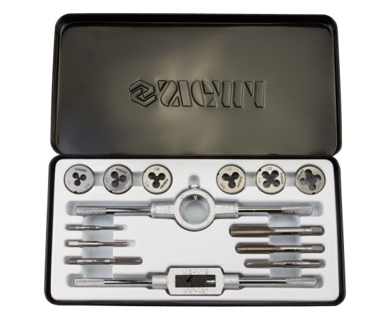 Фото 4 - Набор плашек и метчиков 14 предметов (металлический кейс) SIGMA (1643071)