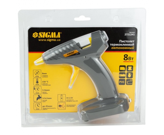Фото 7 - Пистолет термоклеевой автономный Ø8мм 8Вт/6В SIGMA (2721241)