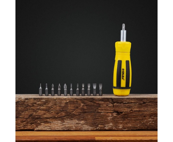 Фото 8 - Отвертка с реверсом + биты 12шт CrV SIGMA (4001831)