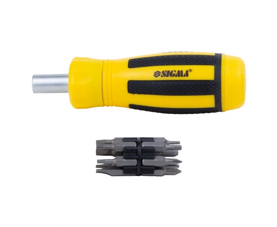 Фото 2 - Отвертка с реверсом + биты 12шт CrV SIGMA (4001831)