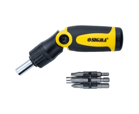 Фото 2 - Отвертка с реверсом ломаная + биты 12шт CrV SIGMA (4001961)