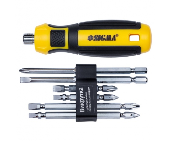 Фото 2 - Отвертка с двухсторонними битами 6в1 + адаптер CrV Mega SIGMA (4009711)