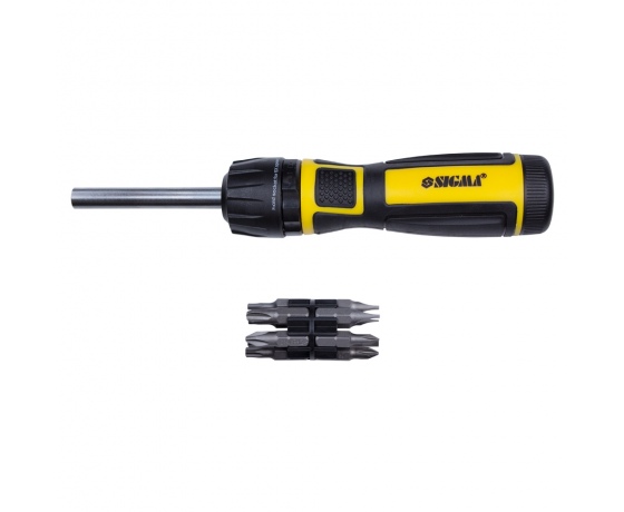 Фото 2 - Отвертка с реверсом высокоскоростная + биты 12шт CrV Mega SIGMA (4009821)