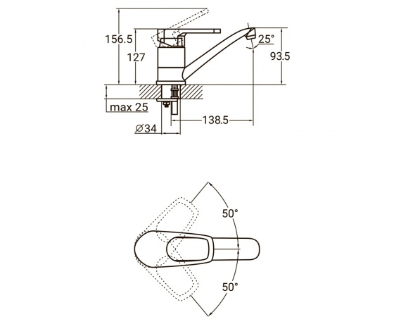 Фото 3 - Смеситель MJ Ø40 для кухни гусак прямой 150мм на шпильке AQUATICA (MJ-2B129C)