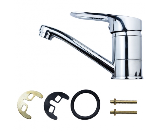 Фото 4 - Смеситель MJ Ø40 для кухни гусак прямой 150мм на шпильке AQUATICA (MJ-2B129C)