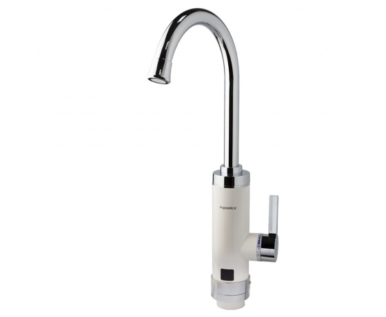 Фото 3 - Кран-водонагреватель проточный HZ 3.0кВт 0,4-5бар для кухни гусак ухо на гайке (W) AQUATICA (HZ-6B143W)