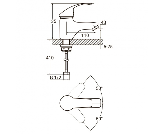Фото 3 - Смеситель HM Ø40 для раковины литой на гайке AQUATICA (HM-1A131C)