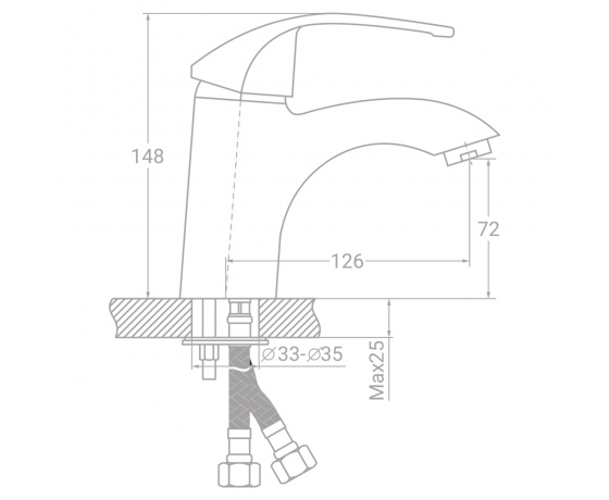 Фото 3 - Смеситель SD Ø40 для раковины литой на шпильке TAU (SD-2A143C)